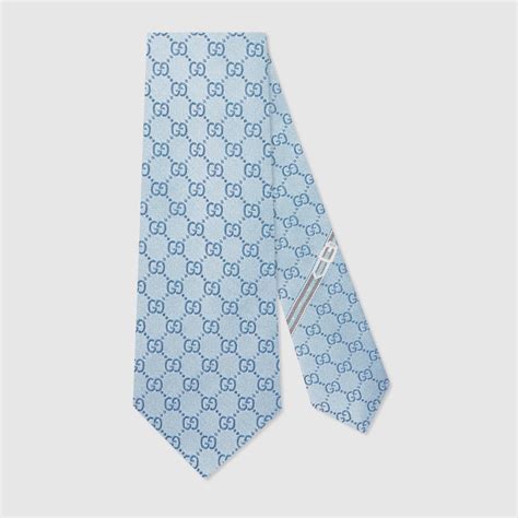 sky blue gucci tie|Sky Blue GG Pattern Silk Tie .